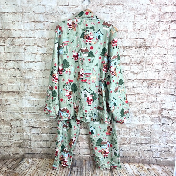 Pottery Barn Candy Cane Village Flannel Pajama Set Size XL - Picture 4 of 7